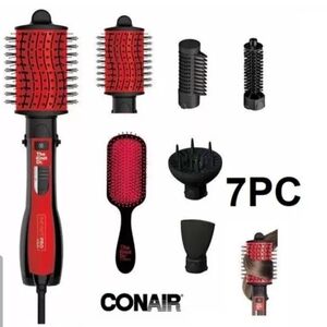 7pc CONAIR THE KNOT DR. detangling SMOOTHING DRYER BRUSH - RED